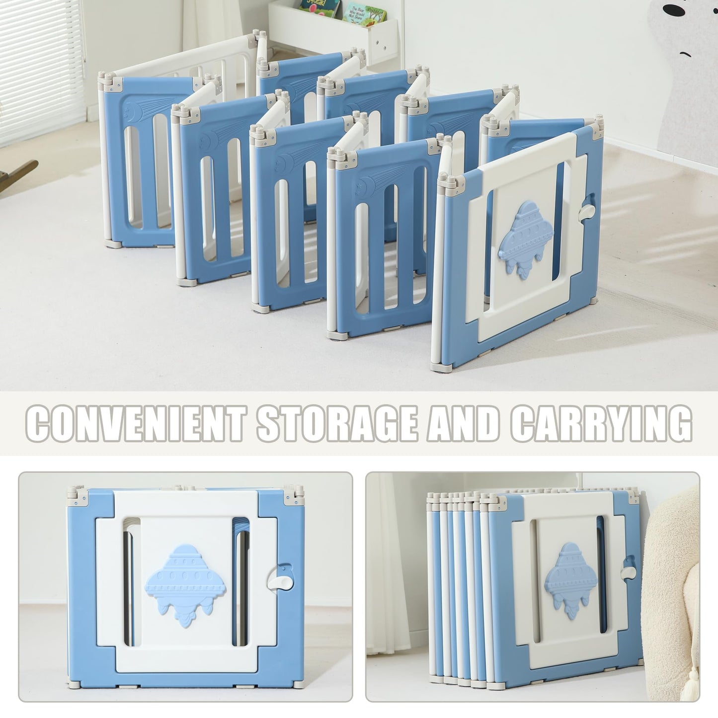 Baby Play Pen, 18 Panels Extra Large Baby Playpen, Foldable Play Pens For Babies And Toddlers, Ufo Portable Baby Fence, Baby Gat