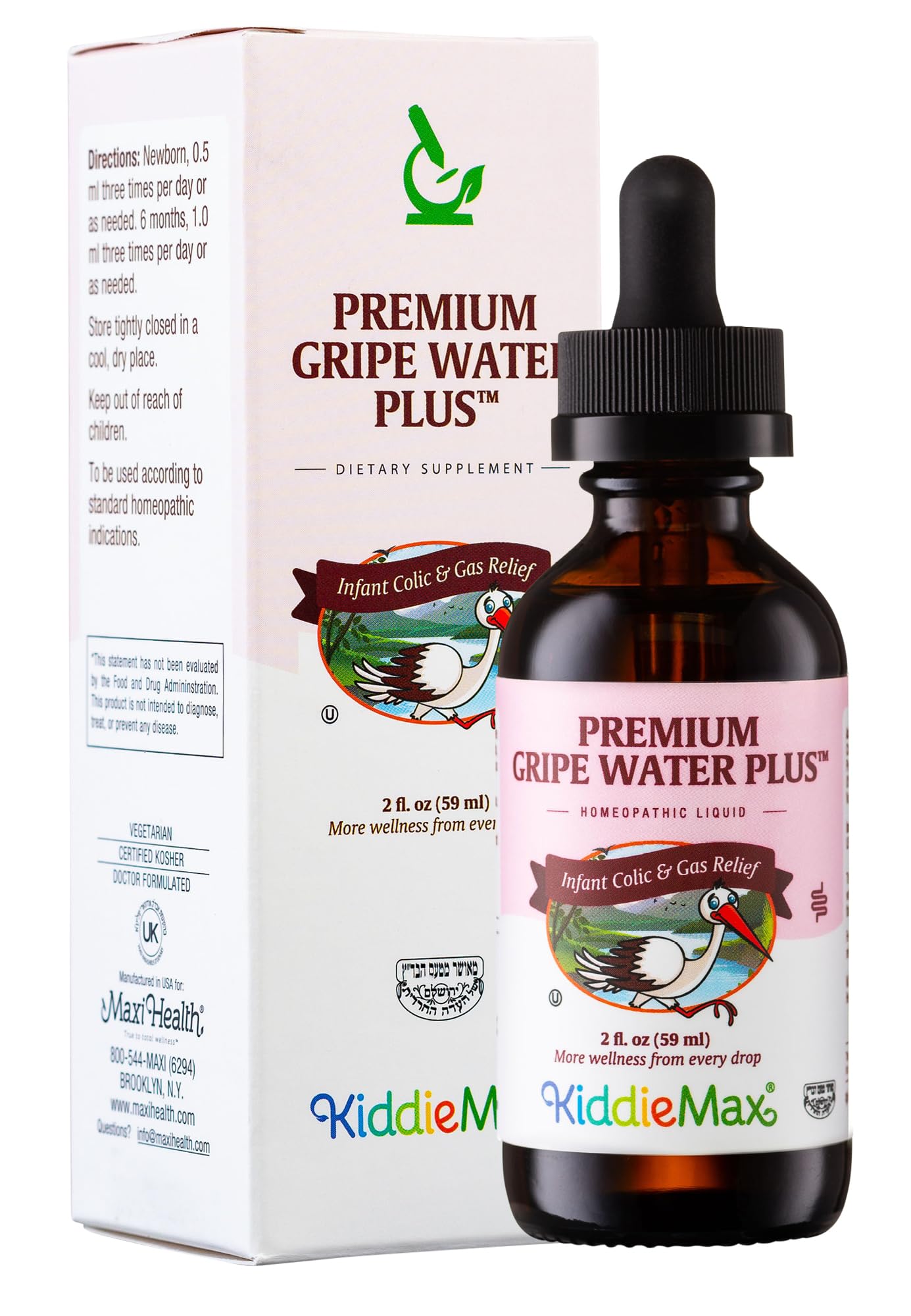 Maxi Health Homeopathic Gripe Water For Baby 'S - Infant Colic, Hiccup, Gas Relief | Premium Herbal Fast Acting Drops (Unflavore