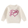 Nokpsedcb Baby Girl Cute Long Sleeve Heart Flowers Embroidery Oversized Sweater Toddler Valentine Outfit (White Love, 6-9 Months