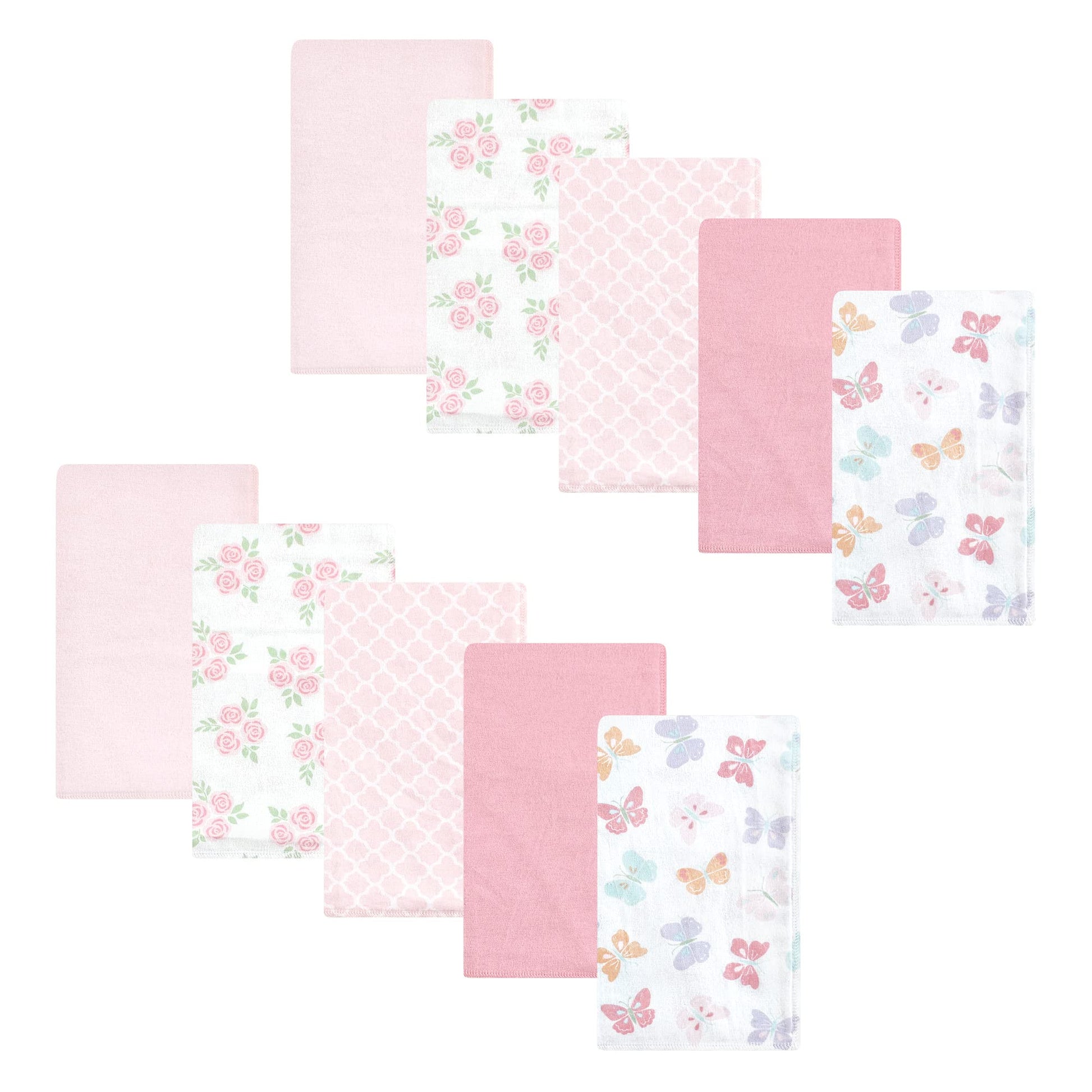 Hudson Baby Unisex Baby Cotton Flannel Burp Cloths, Pastel Butterfly, One Size
