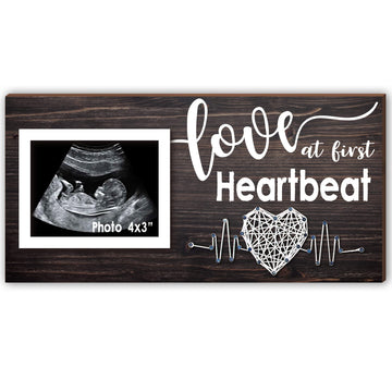Yudarte New Mom Gifts - Pregnancy Announcements Baby Ultrasound Picture Frame - Love At First Heartbeat Sonogram Photo Frame 4X3