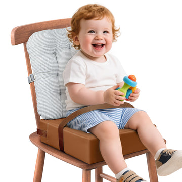 KOXUIUF Booster Seat for Kitchen Chair with Comfy Backrest and Adjustable Safety Buckles,Non-Slip Kid Toddler Booster Seat for D