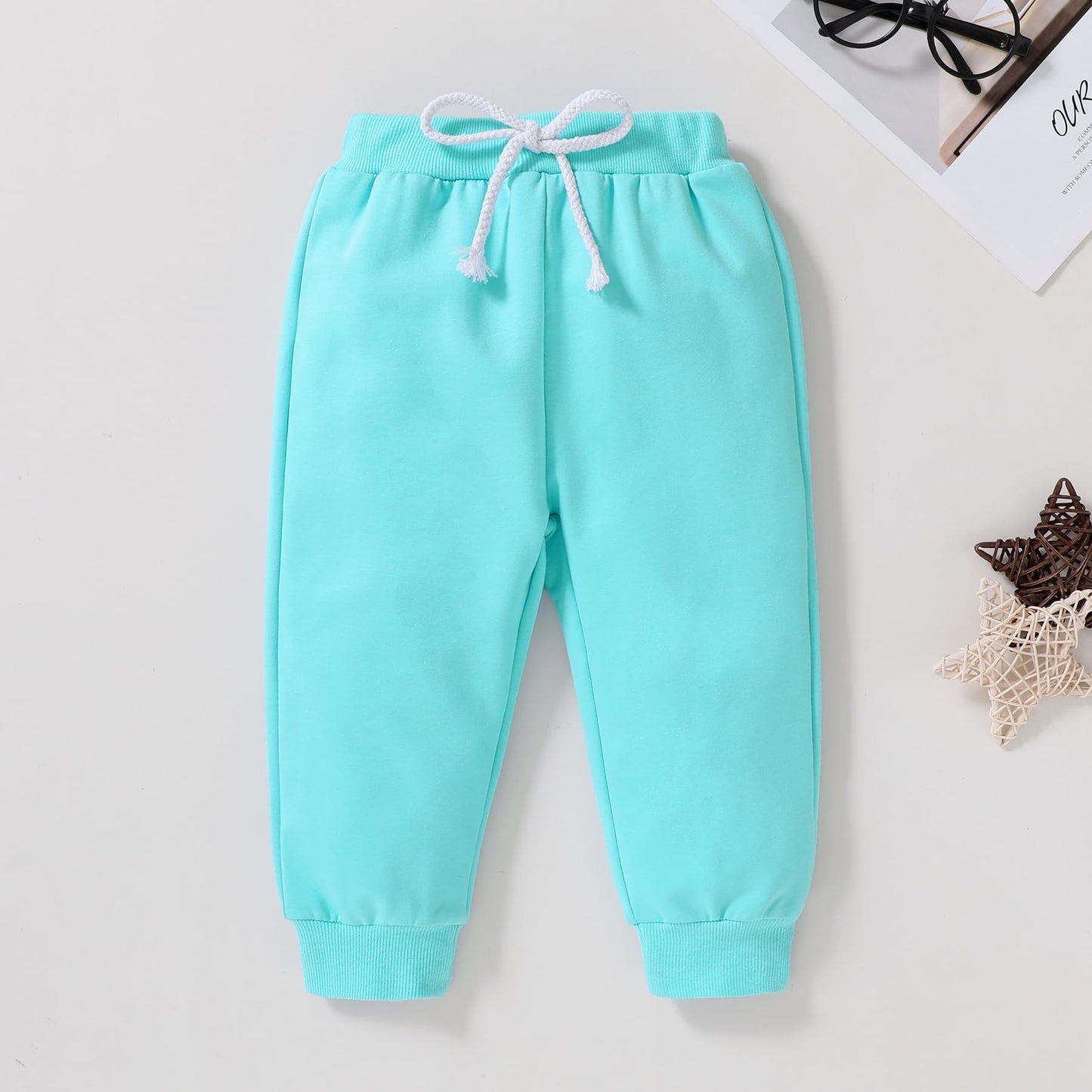 Happy Town Toddler Fall Outfits For Girl Boy Long Sleeve Hoodie Top And Long Sweatpants Set Toddler Sweatsuit (Solid Color-Blue,