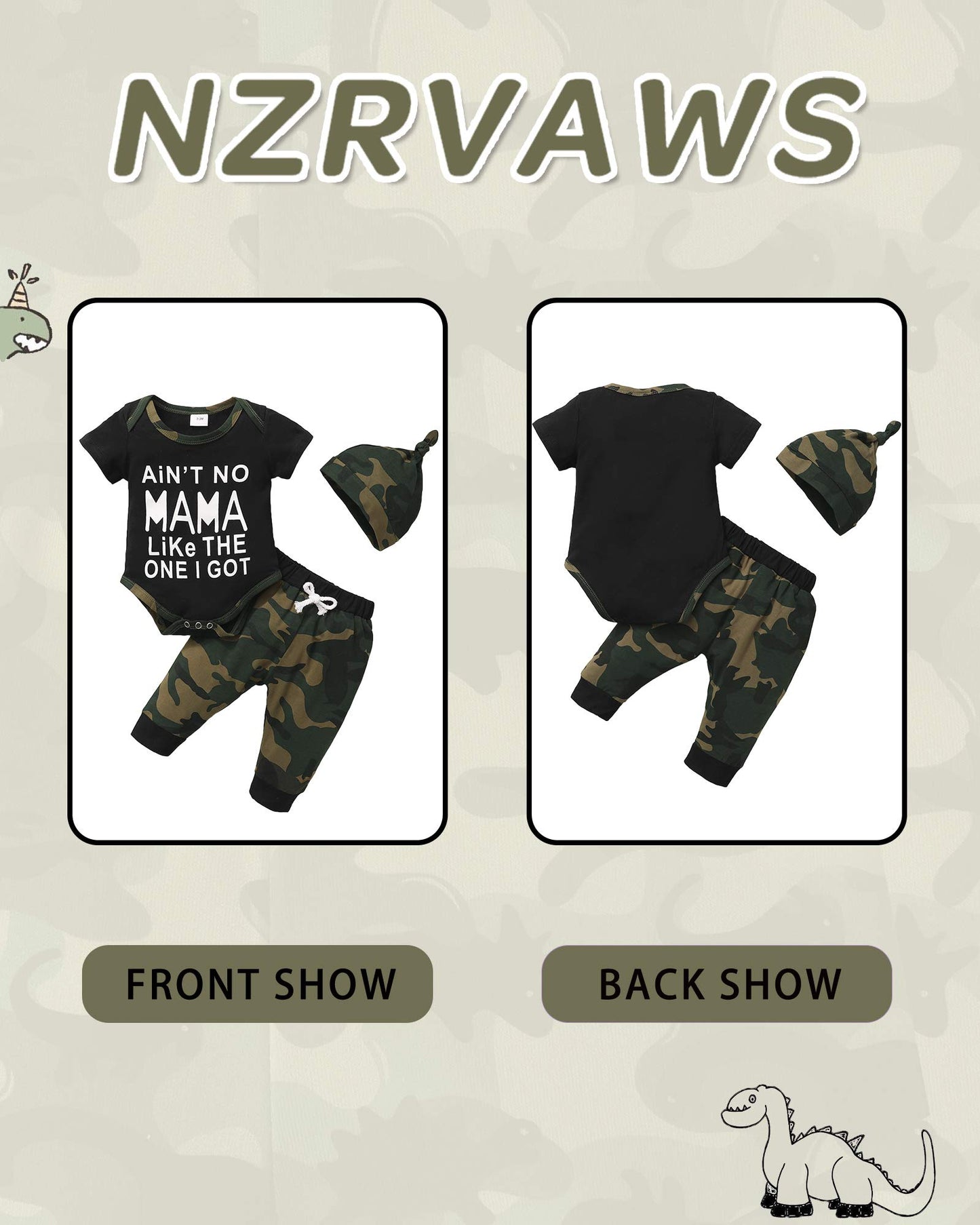 Nzrvaws Baby Boy Clothes Newborn Boy Outfit 3-6 Months Romper Short Sleeve Ain 'T No Mama Like The One I Got Top Camouflage Long