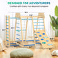 Upgraded Indoor Playground 9-In-1 Jungle Gym Kids Climbing Toys, Montessori Philosophy Waldorf Style Wooden Climber Playset With