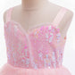 Xefenki Good Witch Glinda Costume For Girls Halloween Pink Bubble Princess Dress Cosplay Outfits With Crown Wand And Gloves 7-8Y
