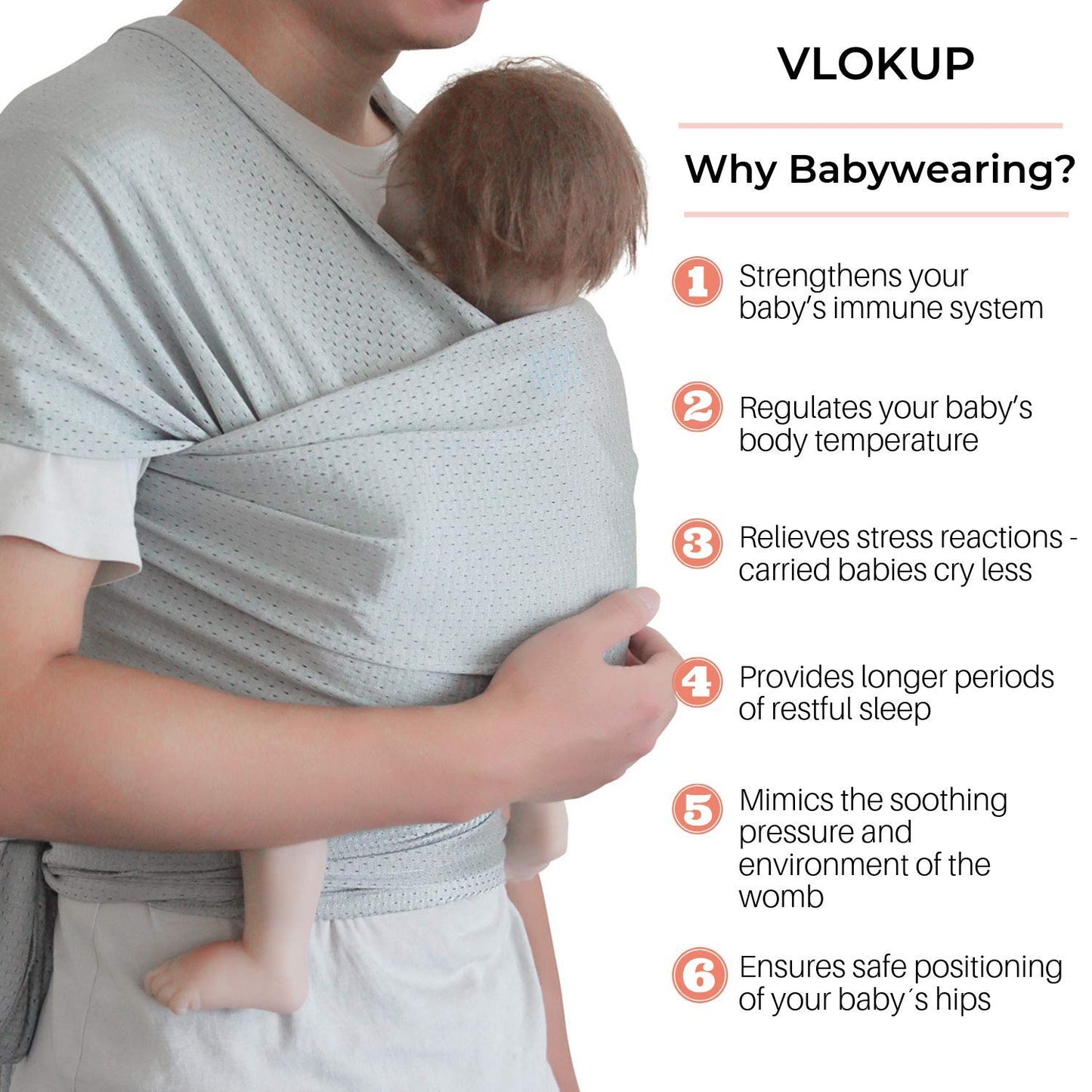 Vlokup Baby Wrap Sling Carrier for Newborn, Infant, Toddler, Kid | Breathable Lightweight Stretch Mesh Water Sling | Nice for Su