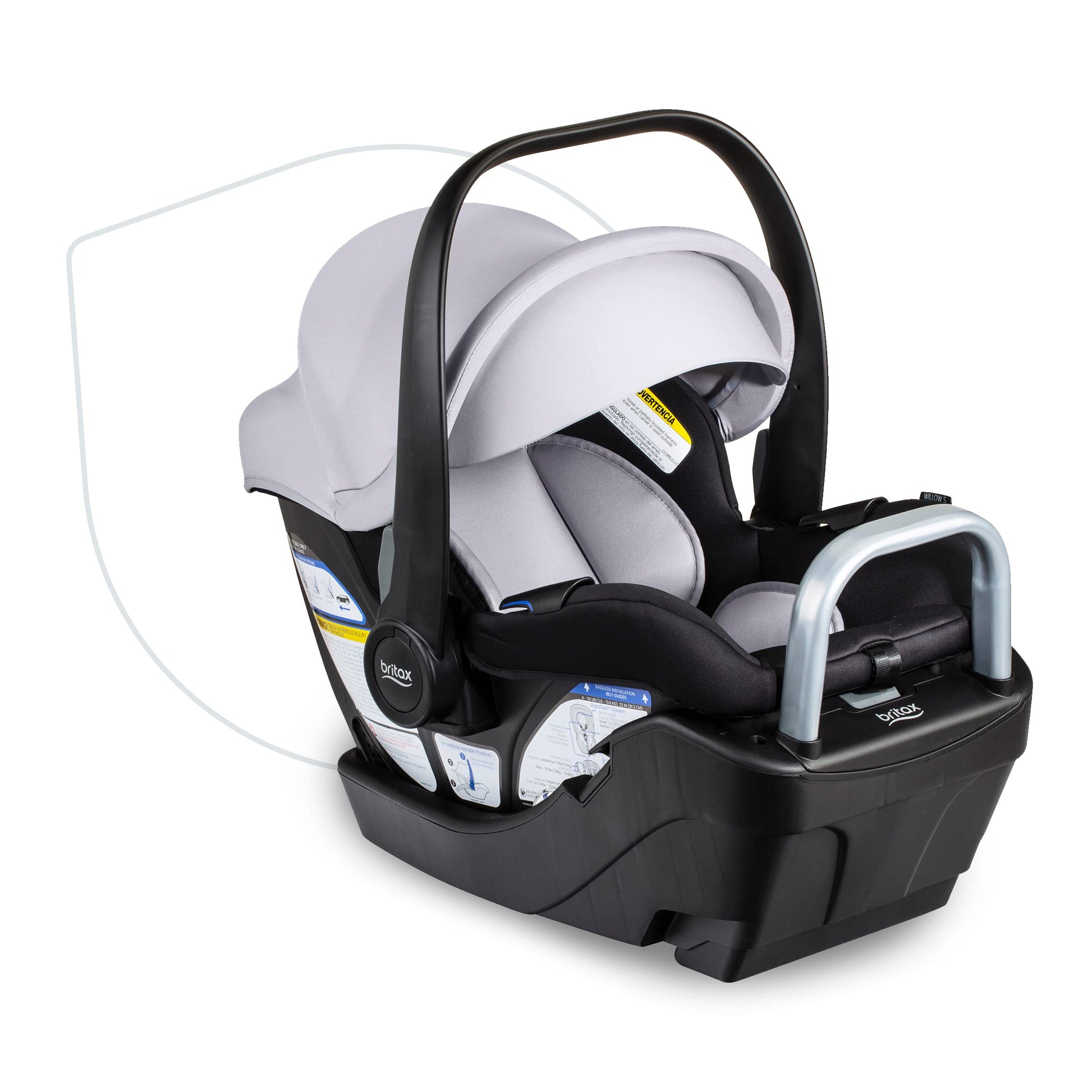 Britax Willow S Infant Car Seat with Alpine Base, ClickTight Technology, Rear Facing Car Seat with RightSize System, Glacier Ony