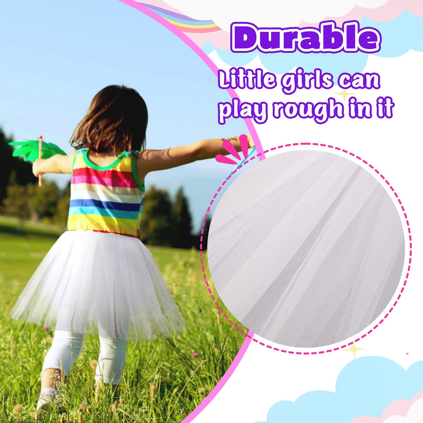Kilofly 6Pc White Girls Ballet Tutu Kids Birthday Princess Party Favor Skirt Set