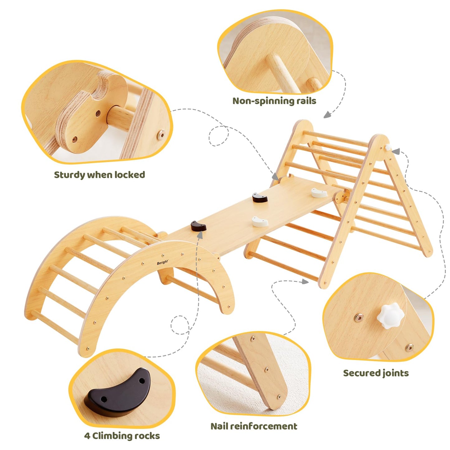 Beright 5 In1 Pikler Triangle Gym, Foldable Climbing Triangle Ladder Toys With Ramp, Indoor Climbing Toys For Kids, Play Gym, Ar