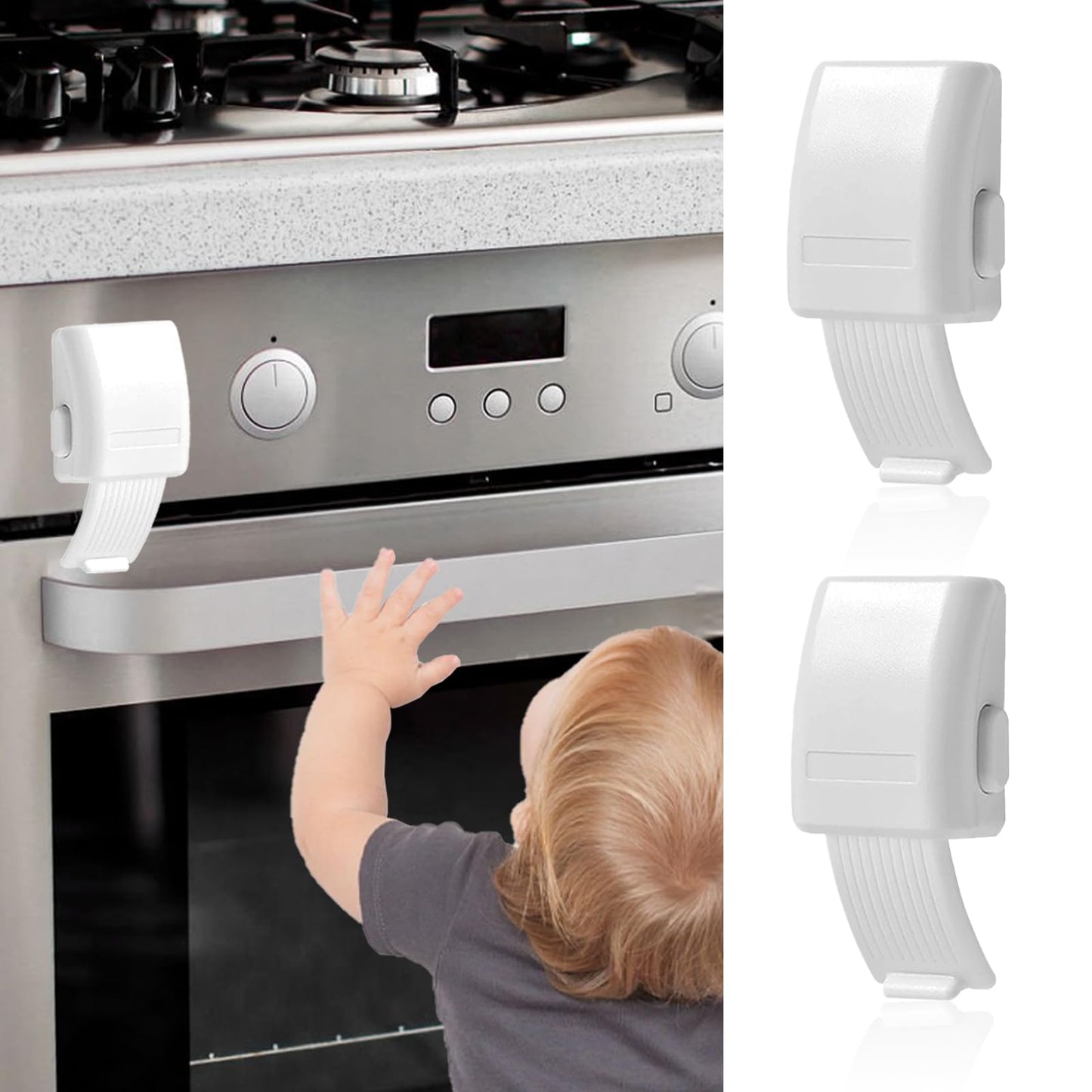 2Pcs Childproof Oven Door Lock, Oven Front Lock Easy To Install And Use Durable And Heat-Resistant Material No Tools Need Or Dri