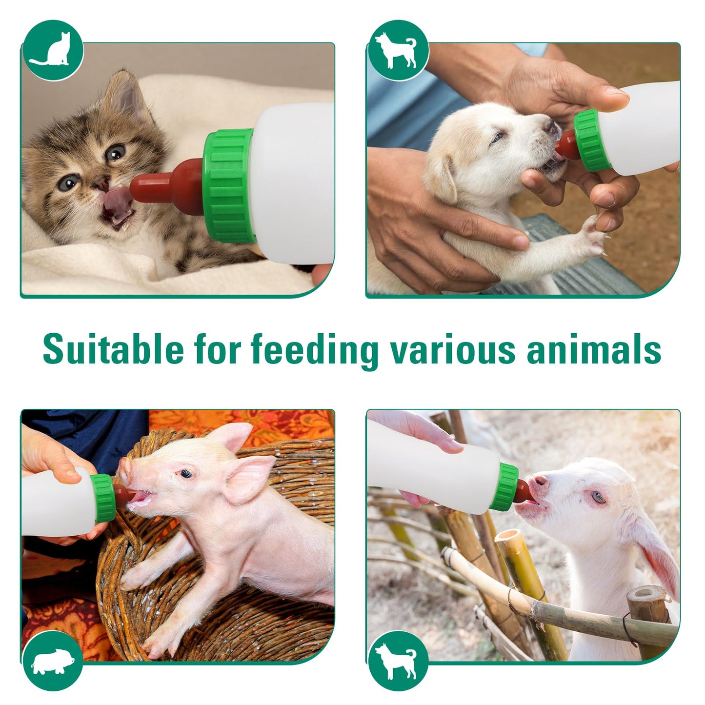 Lamb&Goat Feeding Bottle,500Ml Lamb Nipple And Bottle Set,Reusable Nursing Bottle Kit With Rubber Nipple,Small Animal Care Milk
