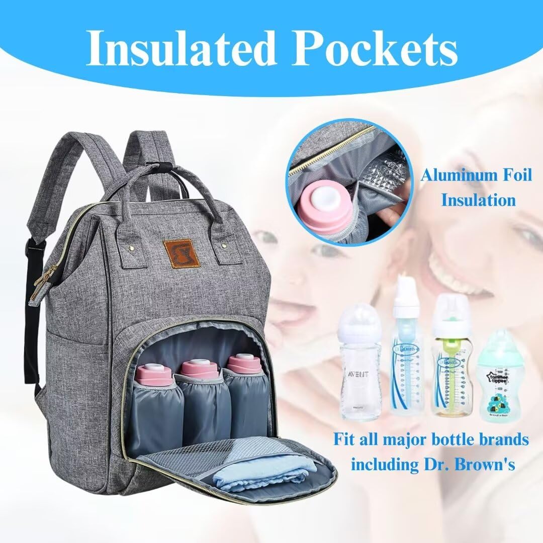Baoyun Diaper Bag Backpack, Large Capacity Baby Diaper Bag For Boys Girls, Waterproof Travel Bag With Stroller Straps, Baby Esse