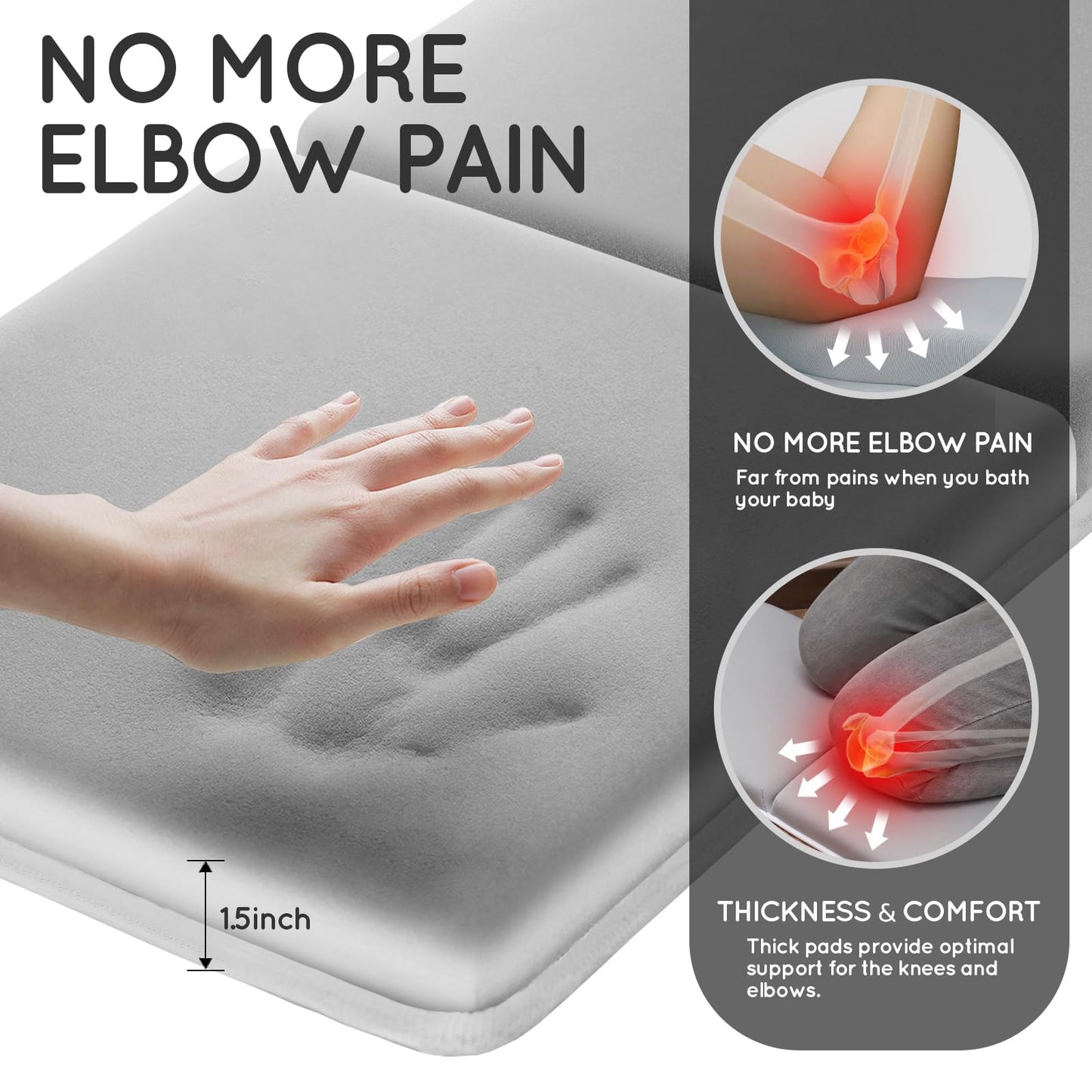 Comfortable Bath Kneeler And Elbow Kneeling Rest Pad For Baby Bathing Parents - Painless Foam Mat With Toy Organizer Pockets - Q