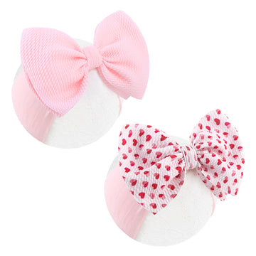 Valentine Headband For Girls Waffle Tied Bow Hairband Baby Heart Headband Organizer Pink Hair Bow Valentines Day Accessories Gif