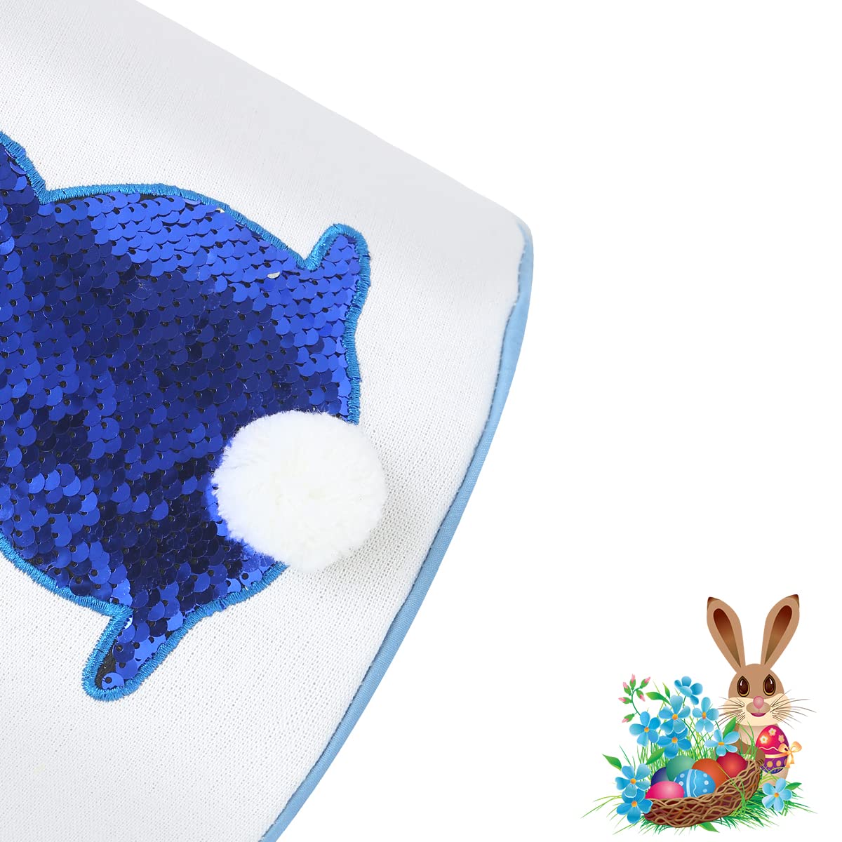 Cootato 2 Pack Easter Bunny Basket Bags For Kids, Sequin Rabbit Pattern Egg Basket Hunt Bags Personalized Canvas Cotton Bucket W