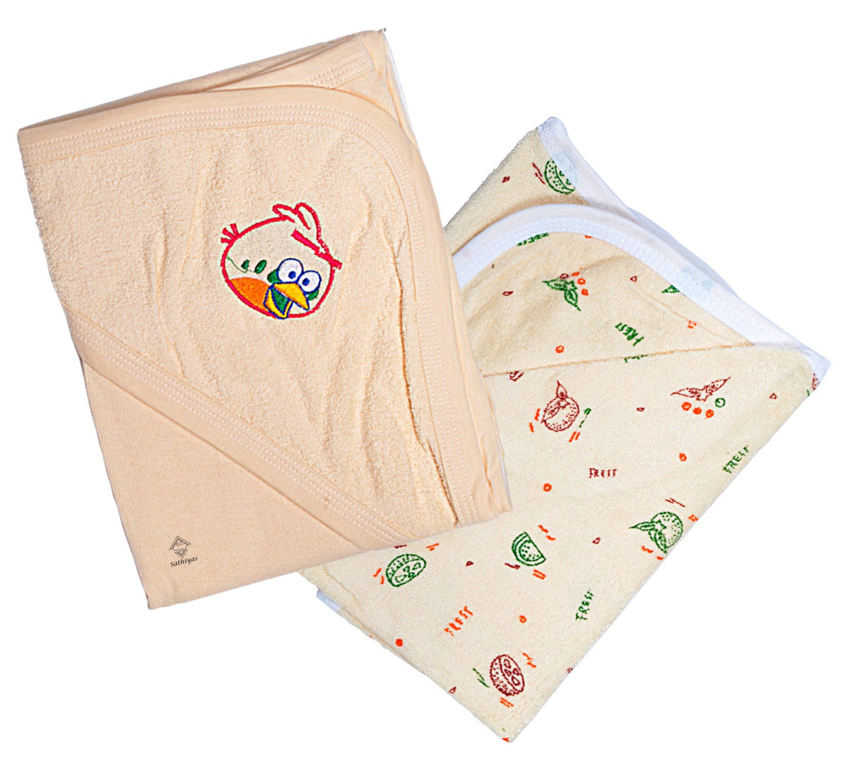 Sathiyas Akash 100% Cotton Baby Towels  Pack Of 2 (Cream)