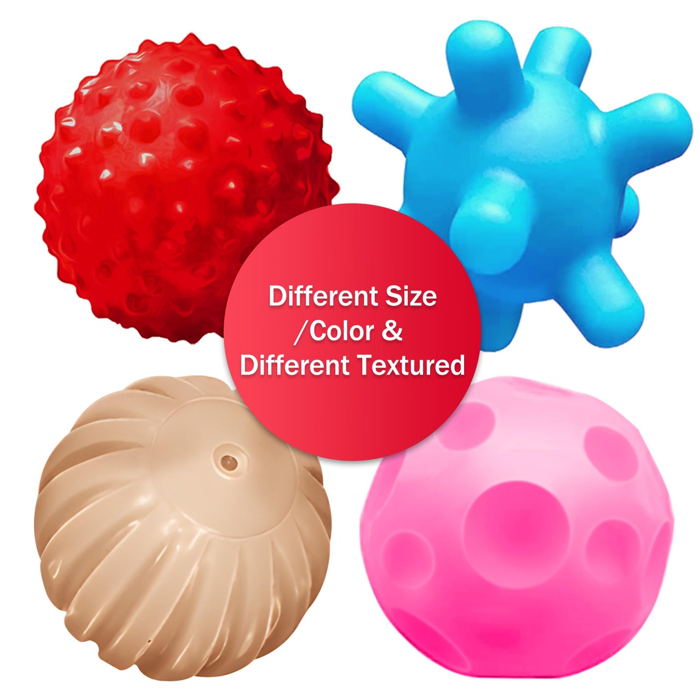ROHSCE Soft Spiky Sensory Balls - No Hole Wheat Straw Soft Toys for Toddlers 1-3 Multicolor Bath Gifts Montessori Toys Baby Ball