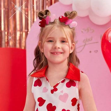 Velvet Hair Bows Alligator Clip For Baby Red Heart Sweet Bow Clip For Girls Hair Accessories Red Hot Pink Bows Toddlers Kids