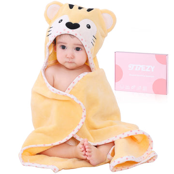 Tbezy Baby Hooded Towel With Unique Animal Design Ultra Soft Thick Cotton Bath Towel For Newborn (Tiger)