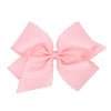 Wee Ones Girls Classic Grosgrain Moonstitch Edge Hair Bow, No-Slip Hair Clip, Handmade, Light Pink, King