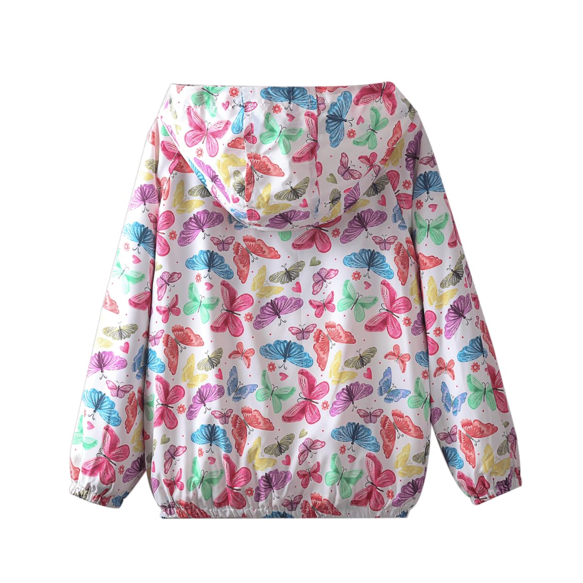 Welaken Baby Girls' Water-Resistant Butterfly Printed Jacket Lightweight And Breathable Fall Windbreaker