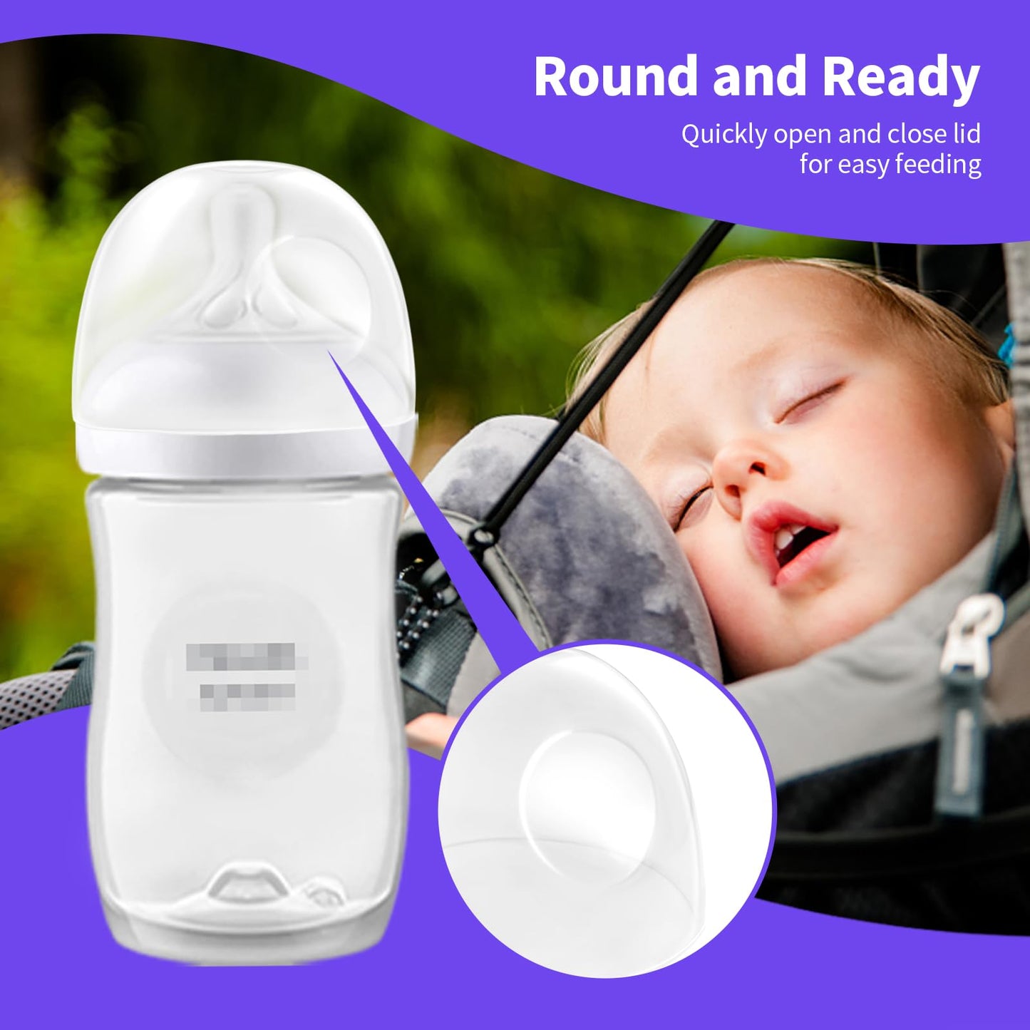 Baby Bottle Lids Compatible With Philips Avent Baby Bottles, Soft & Safe Bottle Caps For Avent Glass & Natural Bottles, 6 Count