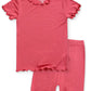 Vaenait Baby Infant Kids Toddler Short Sleeve Sleepwear Pajamas 2Pcs Set Shirring Rosecoral Xxl