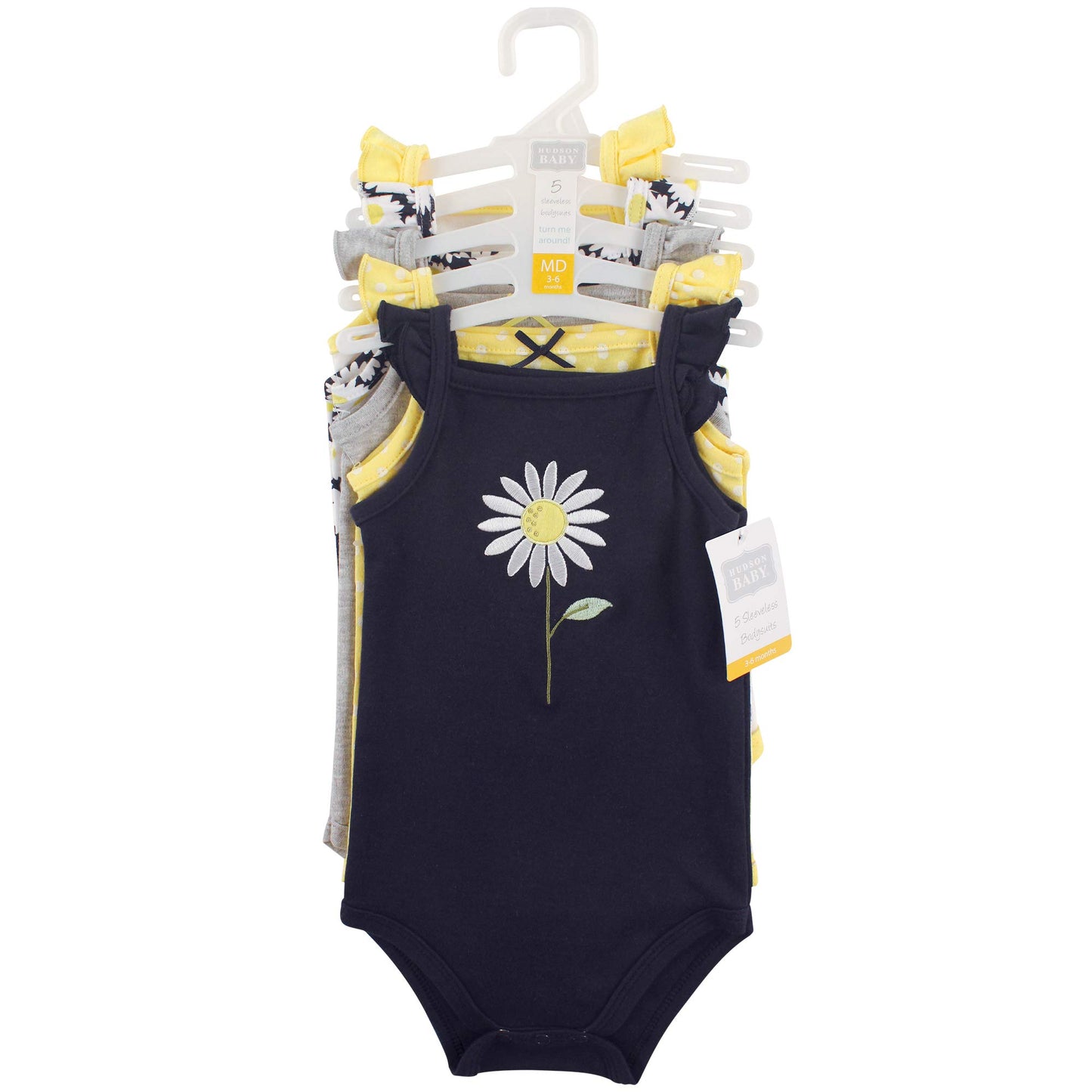 Hudson Baby Unisex Baby Cotton Sleeveless Bodysuits Bodysuit, Daisy, 12-18 Months Us