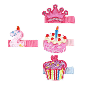 Baby Birthday Hair Clips Pin Birthday Girls Hairclips Cake Crown Girls Hairpin JBC34 (Set-B2)