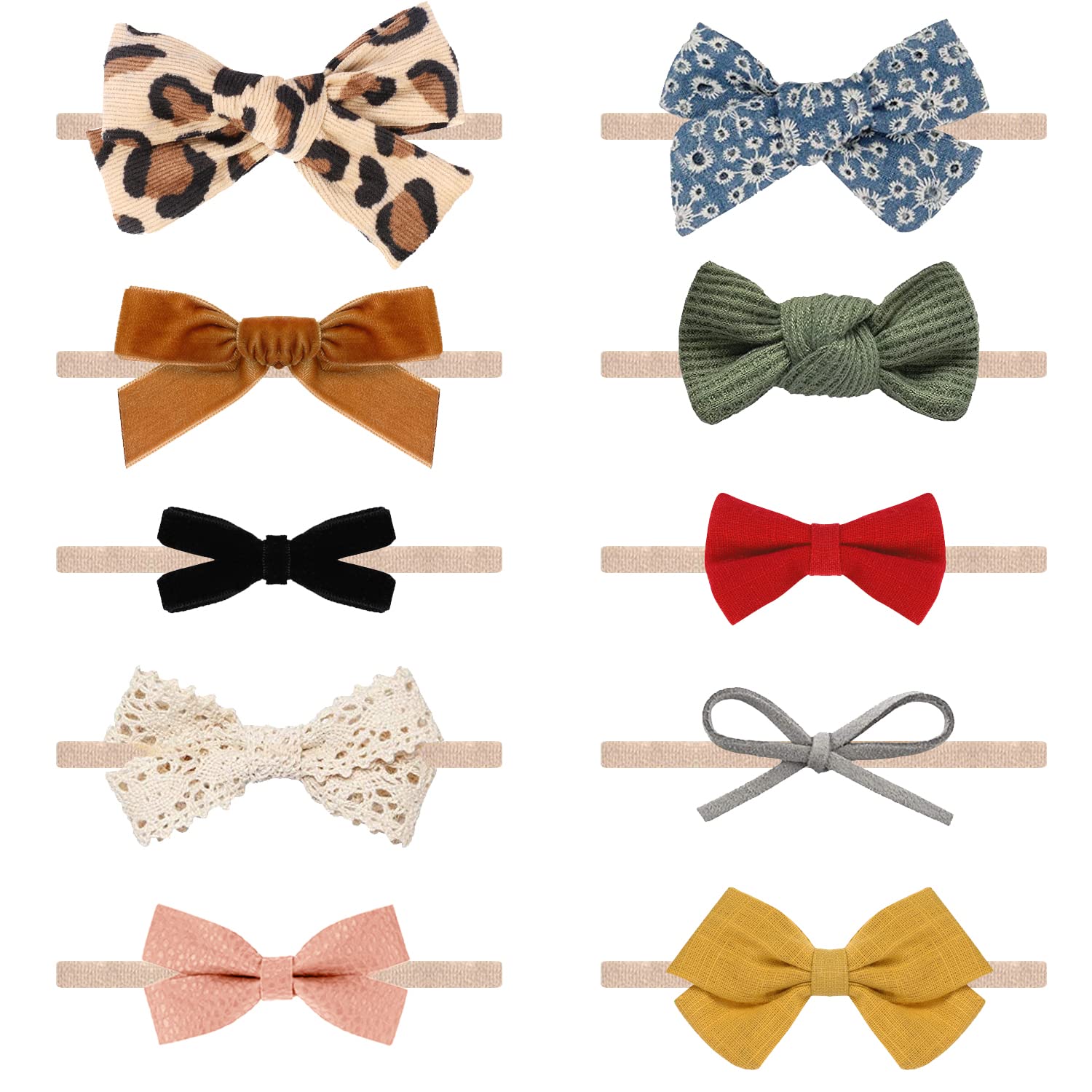Visbl Baby Girl Headbands And Bows, Newborn Infant Toddler Nylon Elastics Hairbands Hair Accessories (Forest)