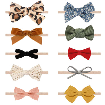 Visbl Baby Girl Headbands And Bows, Newborn Infant Toddler Nylon Elastics Hairbands Hair Accessories (Forest)