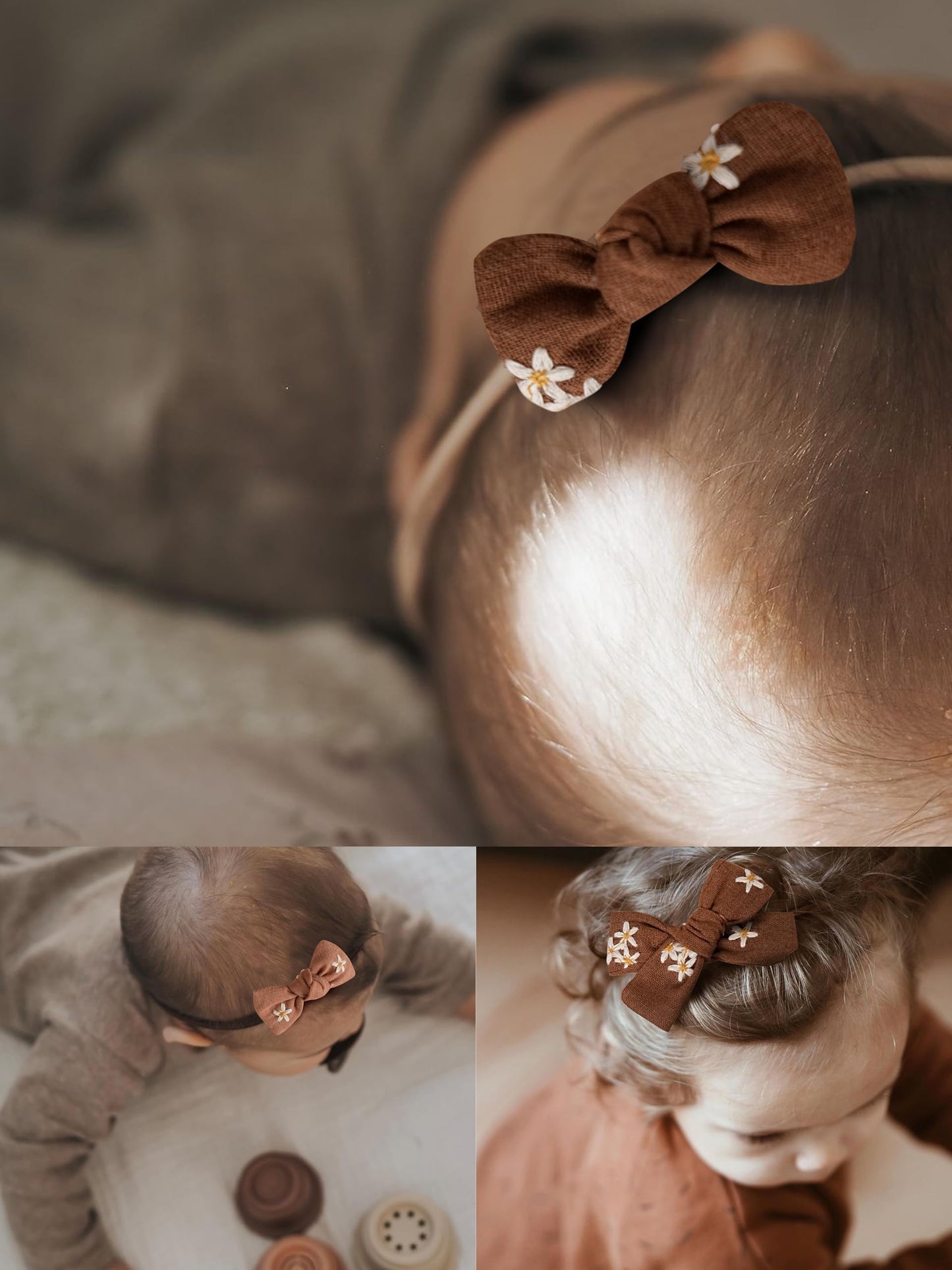 Fancy Clouds Baby Girl Bows Headbands,10 Pcs Stretchy Soft Nylon Hairbands Hair Bows For Newborns, Infants, Toddlers - Handmade