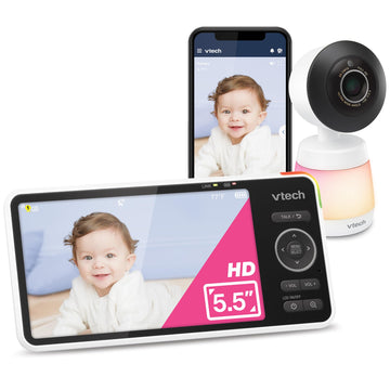 Vtech Smart Wifi Baby Monitor, 2K Camera, 5.5-Inch Hd Ips Screen, Crystal Clear Infrared Night Vision, Pan-Tilt, 24X Zoom, 2-Way