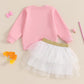 Toddler Baby Girl Valentine'S Day Outfit Love Heart Bow Sweatshirt And Tulle Tutu Skirts Little Girls Spring Clothes (White Be M