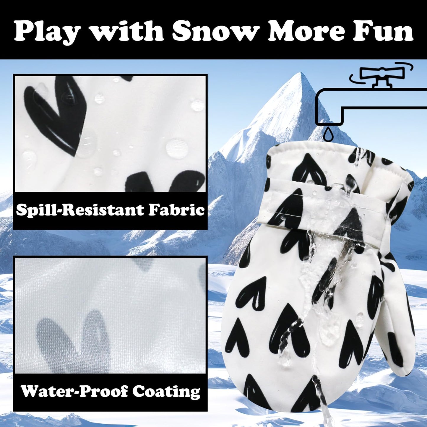 Sarfel Toddler Gloves Ages 2-4 Toddler Mittens Girl Toddler Waterproof Gloves Mittens For Toddler Girls Toddler Snow Mittens