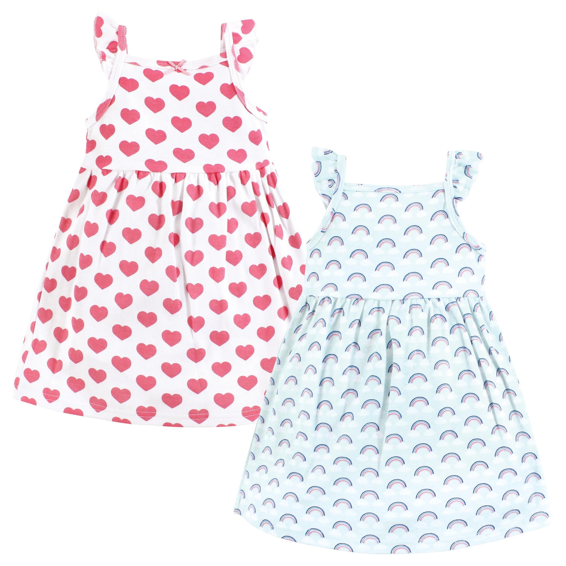 Hudson Baby Baby Girls Cotton Dresses, Cloudy Rainbow, 18-24 Months