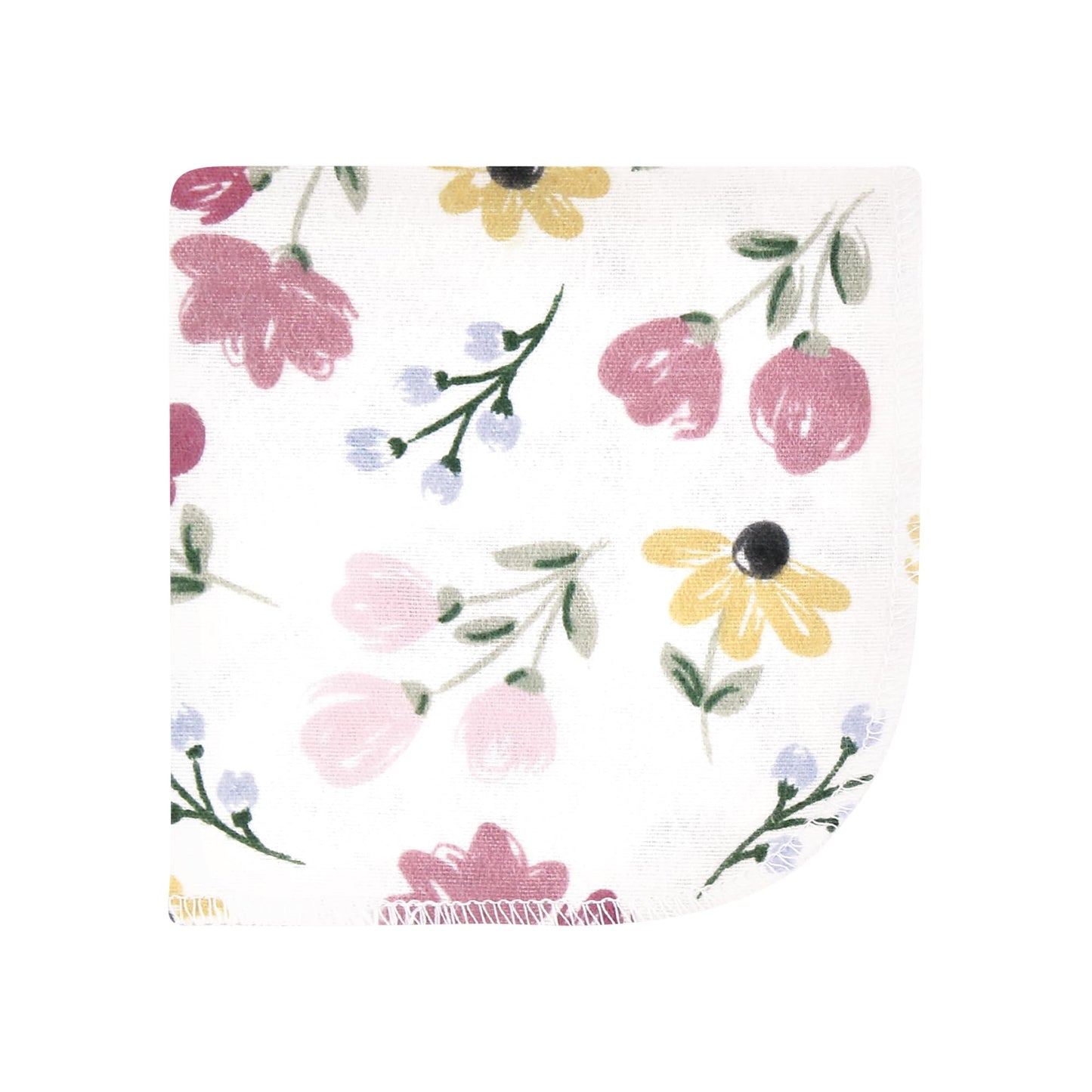 Hudson Baby Unisex Baby Flannel Cotton Washcloths, Soft Painted Floral 10 Pack, One Size