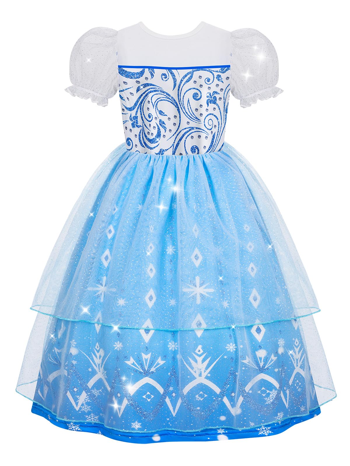 Marendyee Princess Dress For Girls Halloween Costume Outfit Sparkly Tulle Mesh Fancy Dresses Puff Sleeve Birthday Gift