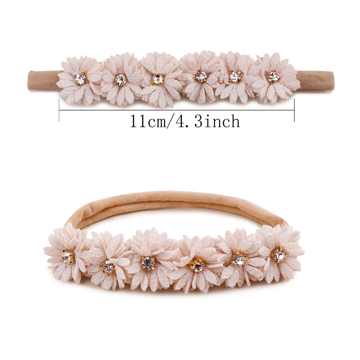Bfnaagirl Baby Girl Floral Headband Nylon Flower Crown Elastic Hairband 3Pcs Hair Accessories Gift For Girls (9571)