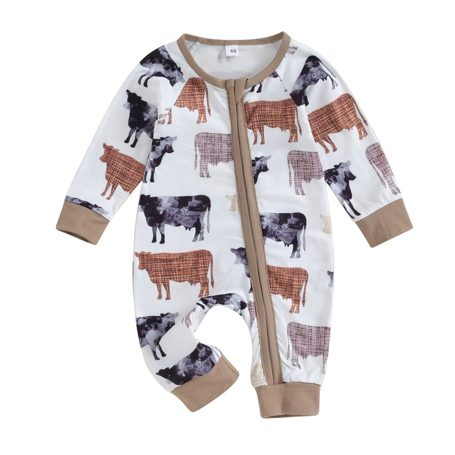 Mieeyali Newborn Western Baby Boy girl Clothes Cowboy Cowgirl Baby Romper Gender Neutral Cow Jumpsuit Fall Winter Outfit (Cow, 0