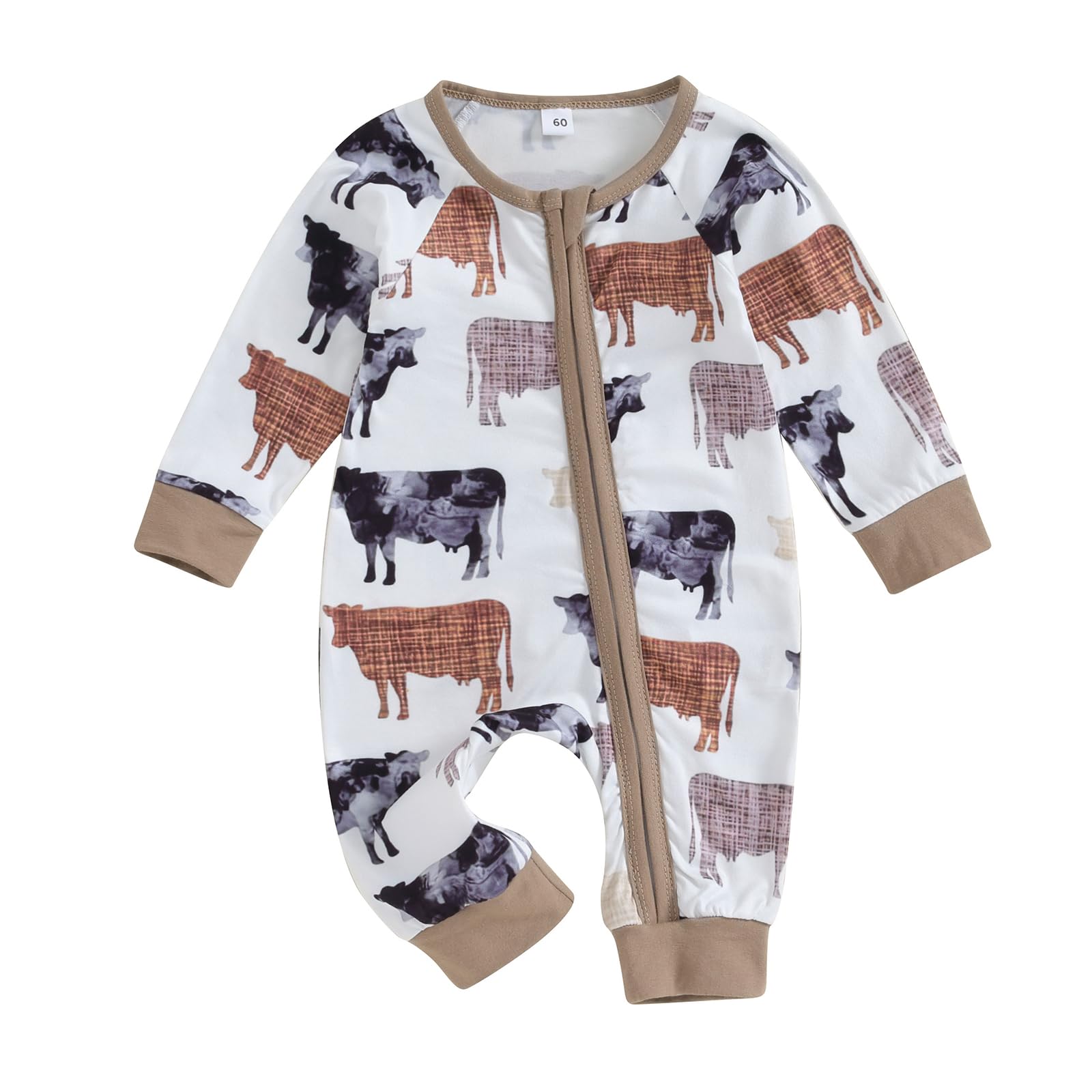 Mieeyali Newborn Western Baby Boy girl Clothes Cowboy Cowgirl Baby Romper Gender Neutral Cow Jumpsuit Fall Winter Outfit (Cow, 0