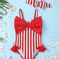 Baby Swimsuit Girl Infant 12-18 Month Bathing Suits Newborn Girls Summer Beach Swimwear Toddler Red Ruffle Stripe One Piece Swim