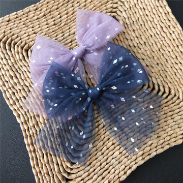 Large Tulle Bow Hair Clips For Baby Girls Lace Hair Bow Women Cottagecore Lightweight Gauze Bow Hair Barrettes Accessories (Fres