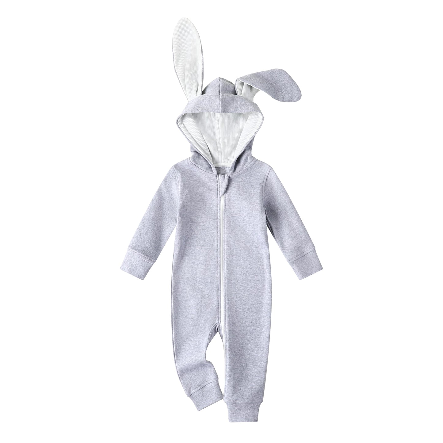 Owlivia Organic Cotton Baby Boy Girl Zip Up Sleep N Play, Footless, Long Sleeve(0-3 Months, Grey Bunny)