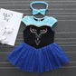 Hoizosg Anna Princess Costume For Baby Girls Halloween Outifts Birthday Bodysuit Romper Tutu Dress W/Headband Blue 95