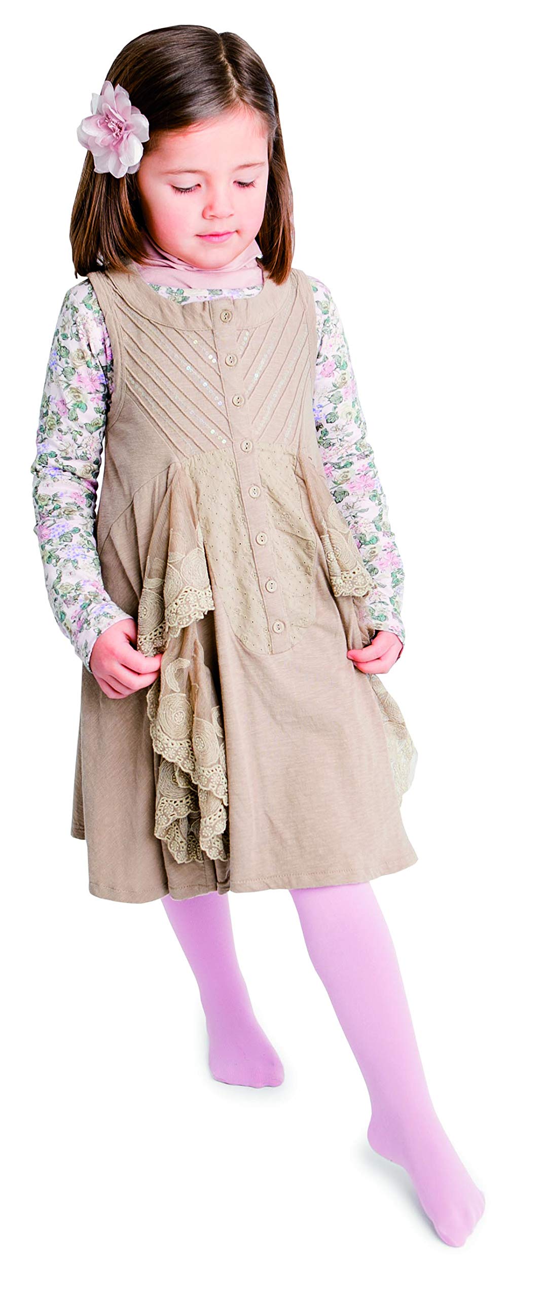 Country Kids Baby Girls' Signature Microfiber 3D Opaque Tights, Pink, 12-24 Months