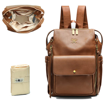 Miss Fong Diaper Bag Backpack Baby Diaper Bag For Girls And Boys, Leather Diaper Bag Backpack Diaper Bag Purse With 13 Pockets D