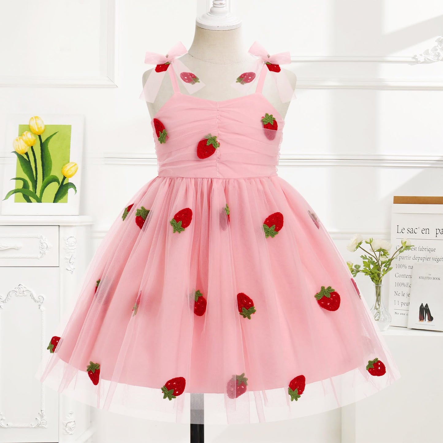 Imekis Toddler Strawberry Dress: Fairy Dresses For Girls Baby 1St 2Nd Birthday Outfit Cake Smash Photoshoot Kids Princess Tutu T