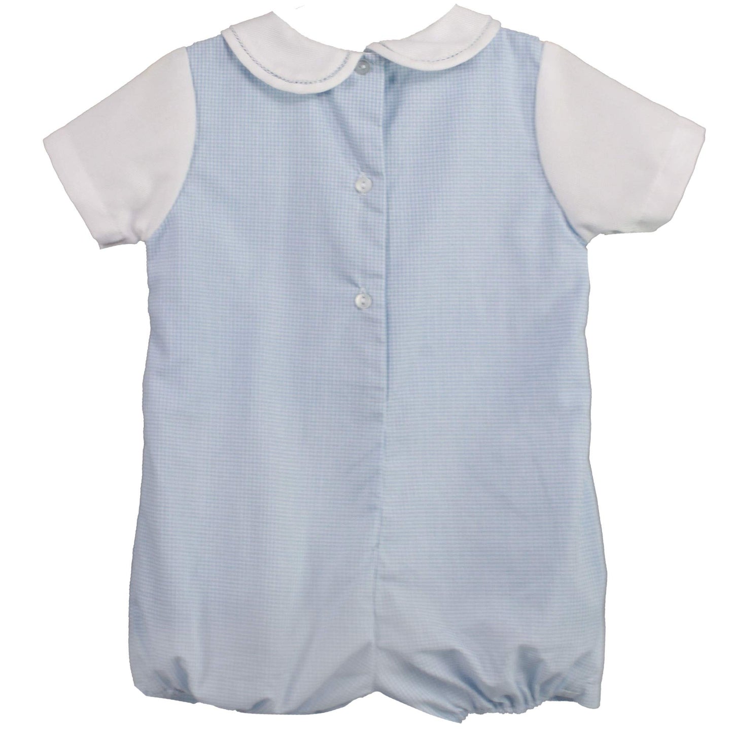 Petit Ami Baby Boys' Side Tab Pintuck Gingham Romper, 9 Months, Blue